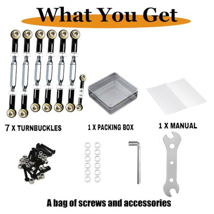 Stainless Steel Camber Links with Rod Ends Set for 1/10 Traxxas Slash,Black | Adjustable Turnbuckles with Spacers & Wrench for Rustler 4X4/2WD, Stampede 4X4, Hoss 4X4, Bandit/VXL RC Car Hops Up Parts - color: Black
