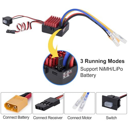 2-3s 60A Brushed ESC Waterproof Electronic Speed Controller with Switch Mode BEC for 1/10 Scale RC Crawler Car Trucks Upgrade (XT60 Plug) - style: XT60 Plug