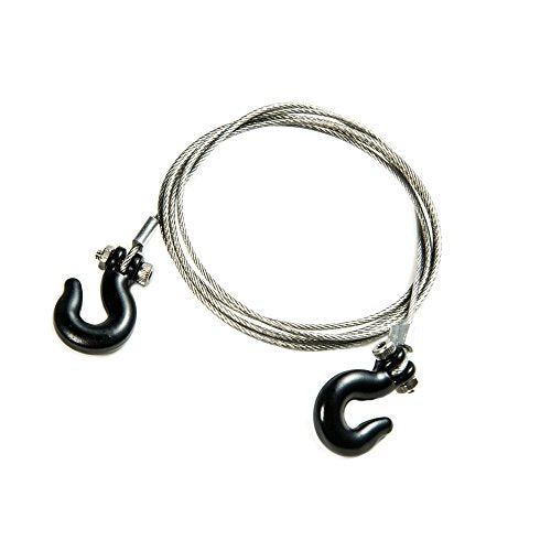 1/10 RC Crawler Accessories Steel Tow Rope with Hooks for Axial SCX10 Trx4 CC01 D90 RC Buggy Truck Car Parts (Black)