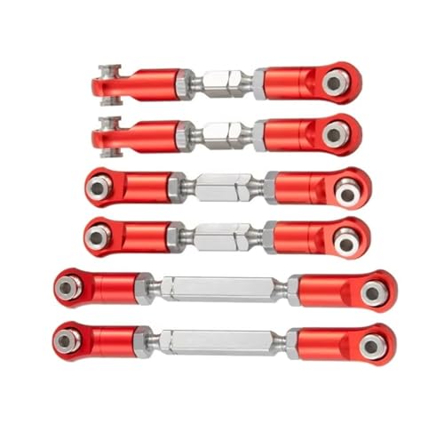 Compatible with ARRMA for Mojave 4X4 4S for Blx 1/8 Rc Crawler Car for Desert Truck Upgrade Parts Aluminum Alloy Steering Link Rod Set Linkage - color: Red