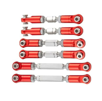 Compatible with ARRMA for Mojave 4X4 4S for Blx 1/8 Rc Crawler Car for Desert Truck Upgrade Parts Aluminum Alloy Steering Link Rod Set Linkage - color: Red