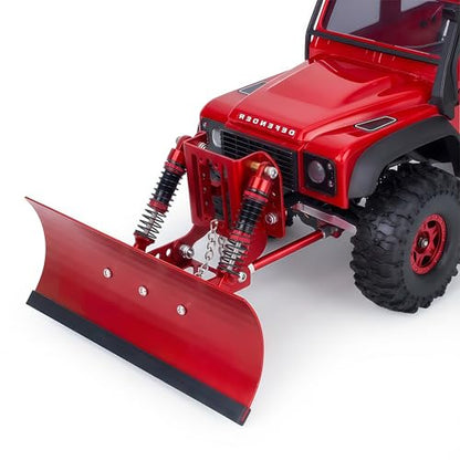 RC Snow Plow for TRX4M & SCX24, Adjustable Aluminum 1/18 1/24 RC Crawler Plow, Servo Operated Snow & Sand Shovel Upgrade, CNC Metal RC Plow Truck Accessory (Red) - color: Red