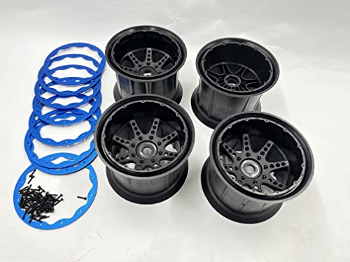 SF 202316 EMOX 3.8" Rims 4 Beadlock Rings Wheels (Black) for 1/8 axial Cross RC EMOX ARRMA KRATON HPI Savage FS Tank HSP 94880 HNR H9901 Mars-X GP EP MT Truck