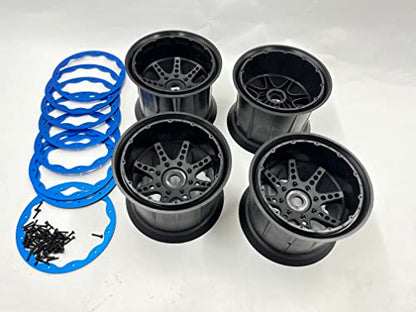 SF 202316 EMOX 3.8" Rims 4 Beadlock Rings Wheels (Black) for 1/8 axial Cross RC EMOX ARRMA KRATON HPI Savage FS Tank HSP 94880 HNR H9901 Mars-X GP EP MT Truck