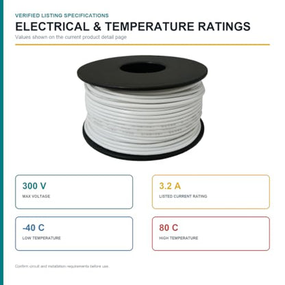 TUOFENG 22 AWG Solid Core Wire, White 100 ft, Breadboard Hookup Wire - size: 22 AWG solid wire white 100ft