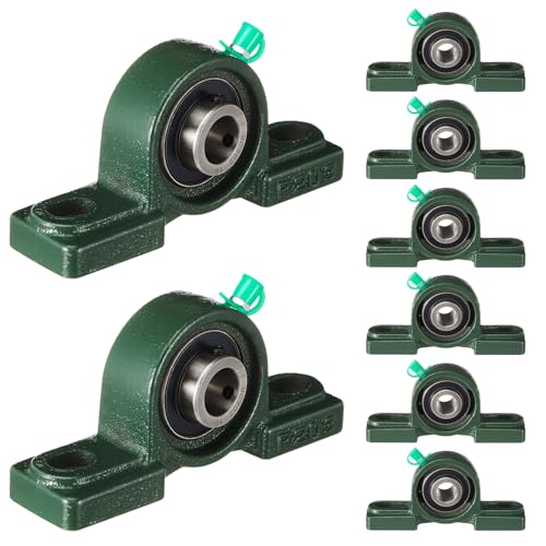 Gisafai 8 Pcs UCP202-10 Pillow Block Bearing with 5/8" Bore Flange Mounted Pillow Block Ball Bearing Self Alignment Cast Iron Housing Steel Unit for Industry, Green - style: UCP202-10