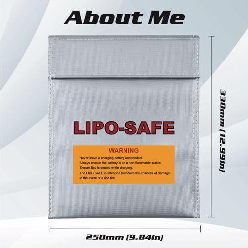 CNHL Lipo Safe Bag Fireproof Explosionproof Safe Bag(12.99X9.84IN) | Keeps multiple packs neatly organized, secures lipo battery bag storage indoors, and offers easy outdoor portability.