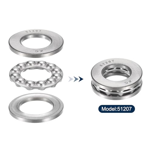 Thrust Ball Bearings, 4pcs 51207 Plane Axial Ball Bearing 3-in-1, 35mm x 62mm x 18mm Chrome Steel ABEC3 Single Row Roller - size: 51207 35mm x 62mm x 18mm