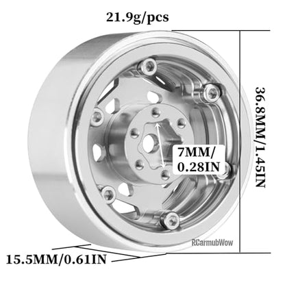 1.3 Inch RC Crawler Wheels Aluminum Alloy Rims Set Compatible with TRX4M Ascent-18 SCX24 FCX24 1/18 1/24 RC Car Upgrades,RCarmubWow 1.3 Beadlock Wheels,4pcs,Silver - color: Silver(4pcs)