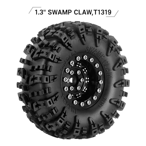 INJORA 1.3" Aluminum Wheels and Swamp Claw Tires for 1/18 1/24 RC Upgrade