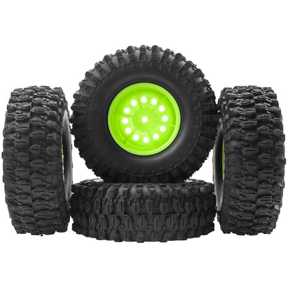 RC 1/10 1.9" Rubber Tires OD 108mm & 12mm Hex Hub Wheel Rims Compatible with Axial SCX10 90046 AXI03007 Traxxas TRX4 Tamiya CC01 D90 TF2 HSP 1/10 RC Crawler Car (Green) - color: Green