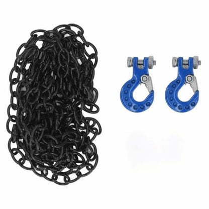 RC Car Tow Hook and Trailer Chain Set, Metal Recovery Style Scale Accessory for 1/10 RC Crawler SCX10 D90 D110 TF2 TRX4 - color: Blue