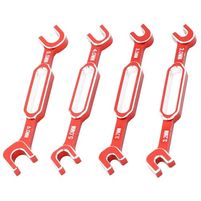 RC Car Wrench, 4PCS RC Car Repair Wrench Turnbuckle Nut Ball Joint Remover Aluminum Alloy RC Maintenance Spanner 3.0‑6.0mm for RC Car Truck - color: Red