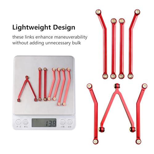 High Clearance Chassis Links Set for SCX24 Bronco JLU C10 AXI00001 AXI00002 Axial 1/24 RC Crawler Car (Red) - color: Red