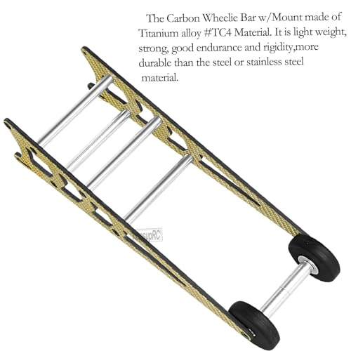 RC Carbon Adjustable Wheelie Bar Kit Tail Wheel Head up Wheel Upgrades Part for 1/10 Slash,Rustler,Bandit,Stampede VXL 2WD,Carbon Adjustable Wheelie Bar w/Mount Hops Up,Golden - color: Golden（upgrades Part）