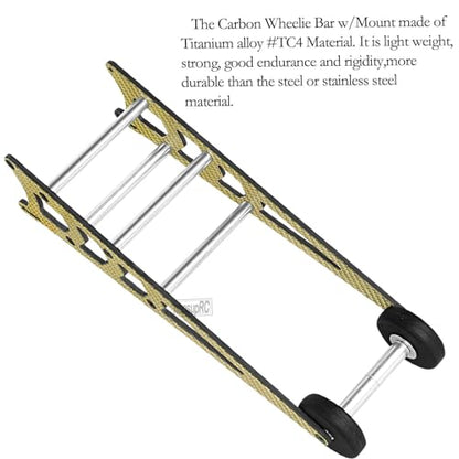 RC Carbon Adjustable Wheelie Bar Kit Tail Wheel Head up Wheel Upgrades Part for 1/10 Slash,Rustler,Bandit,Stampede VXL 2WD,Carbon Adjustable Wheelie Bar w/Mount Hops Up,Golden - color: Golden（upgrades Part）