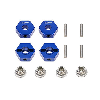 4Pcs Aluminum 14mm hex hubs Wheel adapters 6mm Thickness & M4 Flanged Lock Nuts for Arrma 1/10 Granite 4X4, Big Rock, Senton- Replacement of AR310871