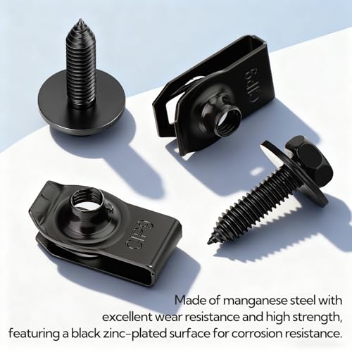 60Pcs 1/4 U-Nut Clips Fender Liner Clips Kit, Multipurpose Body Panel Fastener Clips for Cars Bumper Engine Splash - size: 1/4