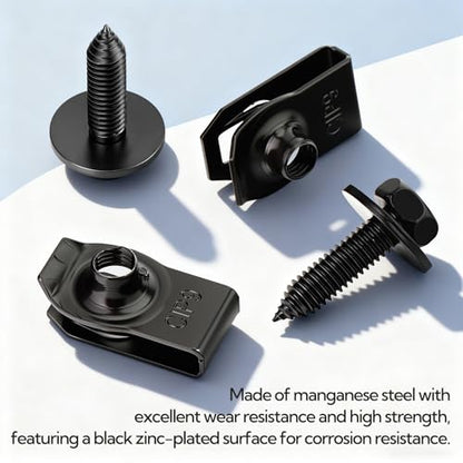 60Pcs 1/4 U-Nut Clips Fender Liner Clips Kit, Multipurpose Body Panel Fastener Clips for Cars Bumper Engine Splash - size: 1/4