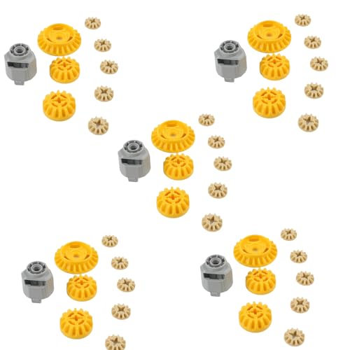 5Sets Differential Gear Set for Building Blocks Yellow and Gray Compatible with Standard Building Blocks Technical Modification Parts 65414 69761 69762 6589