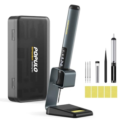 POPULO X4 FlashBolt Soldering Iron Kit, Cordless Precision Soldering Gun, 12s Fast Heating(390°F-840℉), 75min Working Time, 4 Precision Soldering Tips(C210), Soldering Iron for DIY Repair