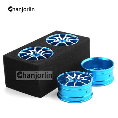 1/10 RC On Road Drift Wheels Rims Hex 12mm Metal Rally Racing Hubs for 1:10 Scale Touring Street Car Tires Tyres Tamiya TT01 TT02 HSP 2S 3S Brushless HPI KYOSHO XV02 XV01 4PCS (Blue) - color: Blue
