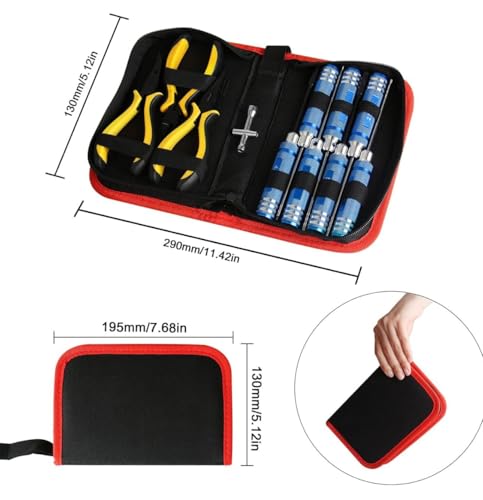 13-Piece RC Tool Kit, Hex Screwdrivers, Box Socket Drivers, Long Nose Pliers, Wire Cutter, Ball Joint Tool & Nylon Storage Bag for RC Cars, Trucks, Helicopters and Drones