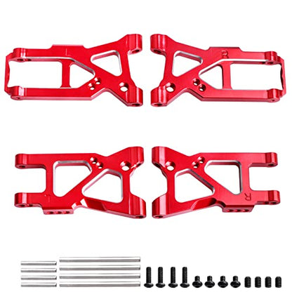 Aluminum Suspension Arms Set Front & Rear for Traxxas 4-Tec 2.0 VXL AWD 1/10 RC Touring Car (Red) - color: Red