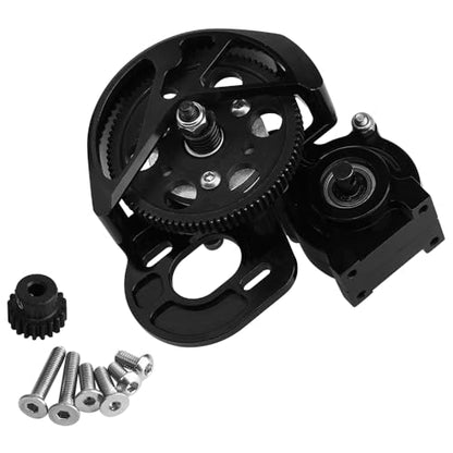 Aluminum Complete Transmission Gearbox for 1/10 Axia SCX10, SCX10 II 90046 90047 RC Crawler Upgrade (Black) - color: Black