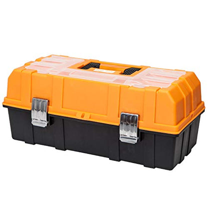 Torin 17-Inch Plastic Tool Box,3-Tiers Multi-Function Storage Portable Toolbox Organizer, Black/Orange ATRJH-3430T - size: ‎16.5IN