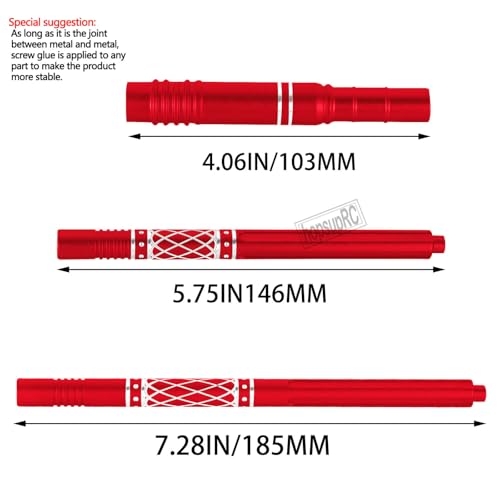 Upgrades Part Aluminum Center Slider Driveshafts Center Drive Shaft for 1/10 Kraton&Outcast 4X4 4S V2 BLX,Axles CVD Hops Up(Red) - color: Red(for 1/10)