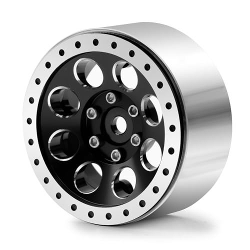 1.3 Beadlock Wheel Rims for SCX24 TRX4M Upgrade 1/24 1/18 RC Crawler Car (Black) - color: Black