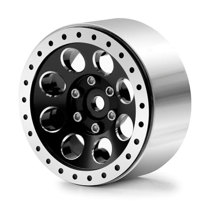 1.3 Beadlock Wheel Rims for SCX24 TRX4M Upgrade 1/24 1/18 RC Crawler Car (Black) - color: Black