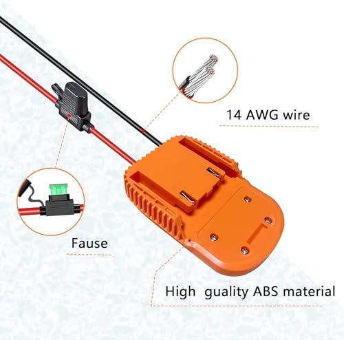 2PCS Power Wheels Adapter for Ridgid AEG 18V Hyper L1815R B1820R L1830R Battery,with 6Pcs Fuse & 2Pcs Wire terminals, 14AWG Wire Power Connector for Rc Car, Rc Truck, DIY(NO Battery) - style: 2pcs for Ridgid 18v