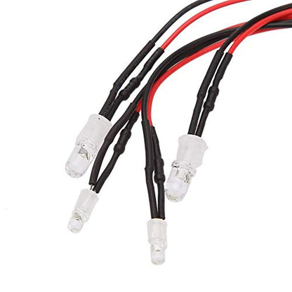 RC Truck Car Led Light Kit,WONFAST LED RC Car 4Led Lamp Set 2 White Headlights 2 Red Taillight Compatible with 1/10 1/8 Truck Rc Car Tank Hsp Tamiya D3 Rc Car Accessories - color: 4 Led