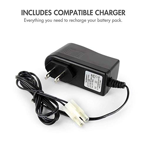 Tenergy NiMH Battery Pack 9.6V RC Battery, High Capacity 2000mAh Rechargeable Flat Battery w/Standard Tamiya Connector + 9.6V NiMH/NiCd Hobby Battery Charger w/Standard Tamiya Connector - size: 1 Battery Pack + Charger