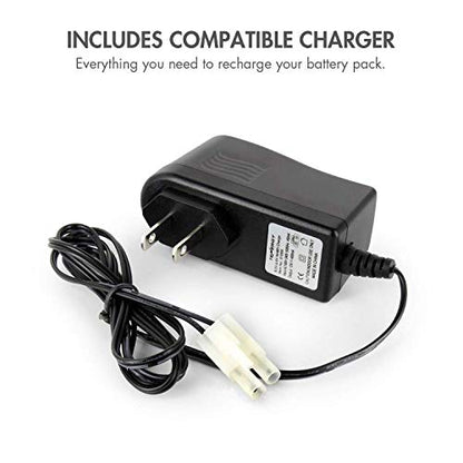 Tenergy NiMH Battery Pack 9.6V RC Battery, High Capacity 2000mAh Rechargeable Flat Battery w/Standard Tamiya Connector + 9.6V NiMH/NiCd Hobby Battery Charger w/Standard Tamiya Connector - size: 1 Battery Pack + Charger