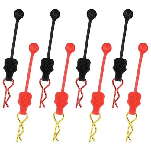 1.0mm RC Cars Body Clips with Pull Tabs for Universal 1/14 1/16 1/18 SCX24 Remote Control Car Compatible with Redcat HPI Himoto HSP Exceed Truck Buggy(8 Pieces, Black & Red) - color: Black & Red, size: 1.0mm