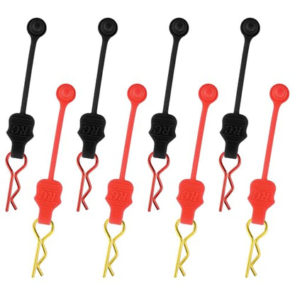 1.0mm RC Cars Body Clips with Pull Tabs for Universal 1/14 1/16 1/18 SCX24 Remote Control Car Compatible with Redcat HPI Himoto HSP Exceed Truck Buggy(8 Pieces, Black & Red) - color: Black & Red, size: 1.0mm