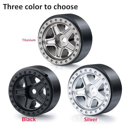 4PCS 1.0inch Wheel Rims RC Plastic 5-Spokes Beadlock Wheel Rim Hub for Axial SCX24 Deadbolt All 1/24 Scale RC Crawler Upgrade Parts Accessories (Silver) - color: Silver