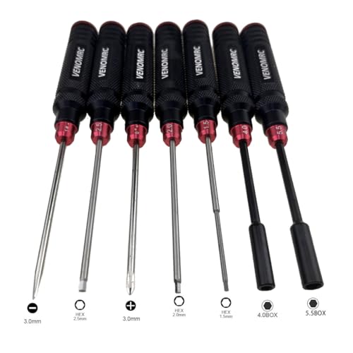 VENOMRC-11IN1 RC Tools Kits Box Set Screwdriver Pliers Hex Repair for Helicopter Multirotors/RC CAR,Remote Control Car/Airplane(Black-RED)
