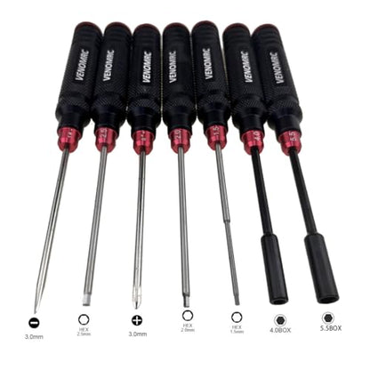 VENOMRC-11IN1 RC Tools Kits Box Set Screwdriver Pliers Hex Repair for Helicopter Multirotors/RC CAR,Remote Control Car/Airplane(Black-RED)
