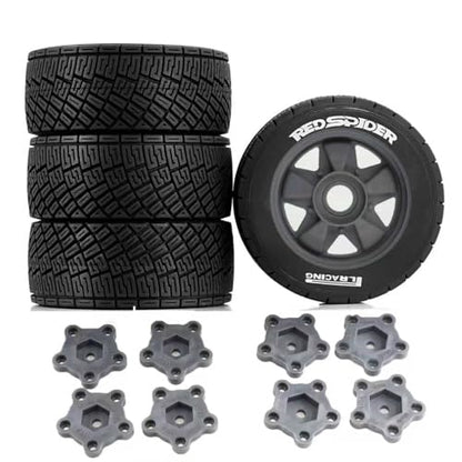 REDSPIDER 1/8 1/10 1/7 RC On Road Tires OD 3.94'' and Rally Racing Wheels 12mm 14mm 17mm Hex for 1:8 1:7 1:10 Street Touring Drift Car ARRMA Typhon 6S Losi Kyosho Tamiya TT02 HPI WR8 HSP 4PCS (Gray) - color: Gray