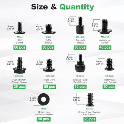 430Pcs Computer Screws Assortment Kit with Motherboard Standoffs & Screws, Computer Case Screws for SSD, Hard Drive, GPU, Fan & More PC Parts, Ideal for DIY PC Maintenance