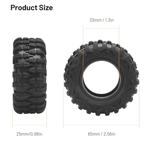 1.3 RC Tires, daitoku 65 * 25 * 33mm 1.3 Crawler Tires for SCX24 TRX4M AX24 1/18 1/24 RC Crawler - Style A - style: Style A