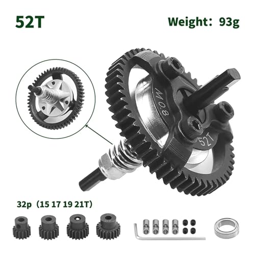 M0.8 50T 52T 54T 56T Steel Spur Gear Slipper Clutch And Pinion For 1/10 RC Car Upgrade Parts(52T) - color: 52T