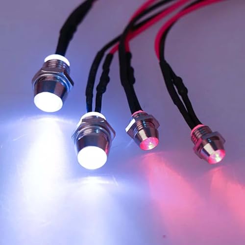 2 Pack RC Car 4 LED Light Kit, White Headlight Red Taillight for 1/12 1/10 1/8 RC Models Car Truck Lighting - color: 4 LED Red, White