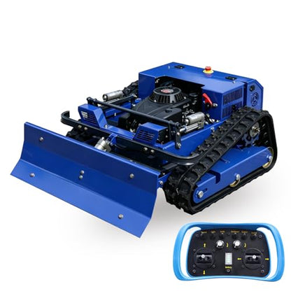Remote Control Lawn Mower with Snow Plow, Crawler Track All-Terrain Machine, Oil-Electric Hybrid Power for Extreme Slopes and Large Turf, Adjustable Cutting Height - size: with snow plow attachment