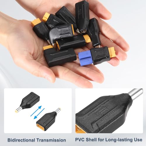 MECCANIXITY 2 Pack XT60 Adapter, XT60 Male to DC5525 Male 5.5 x 2.5mm Wireless Adapter, XT60 Connectors Wireless for Solar Panel, Laptop Power Supply - style: XT60 Male to DC5525 Male