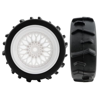 73mm RC Rally Car Tires Rubber Tires Tyres & Plastic Wheel Rims 12mm Hex Compatible with Traxxas 4 Tec 2.0 Tamiya TT01 XV01 Kyosho WR8 Sakura WLtoys HPI Touring Racing Car (White)